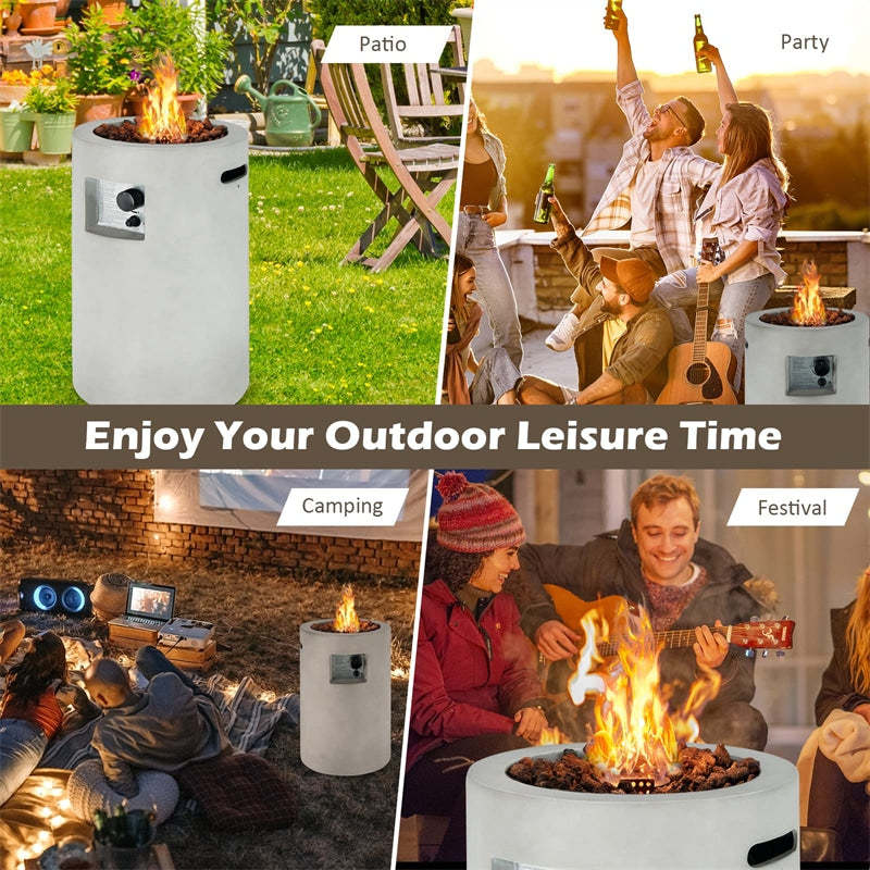 16" Electronic Ignition Round Patio Gas Fire Pit 30000 BTU Outdoor Gas Fireplaces with Waterproof Cover