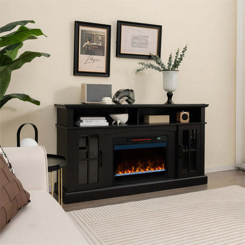 23" Infrared Quartz Electric Fireplace Insert, 1500W Recessed Fireplace Heater with Thermostat, Remote, 6 Flame Modes, 8H Timer & Overheat Protection