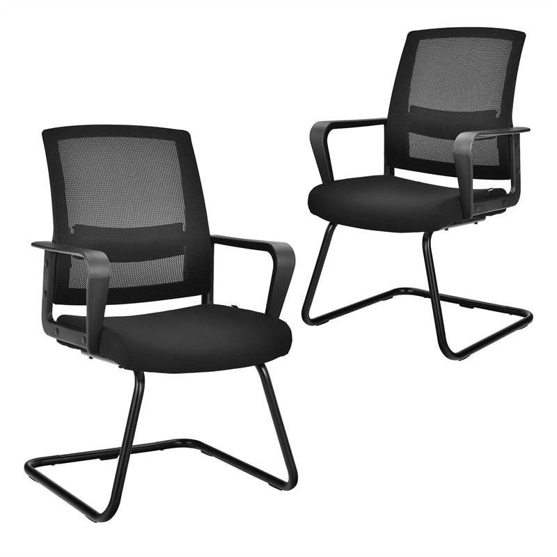 Mesh Back Office Guest Chairs Set of 2 Conference Room Chairs with Adjustable Lumbar Support & Upholstered Seat