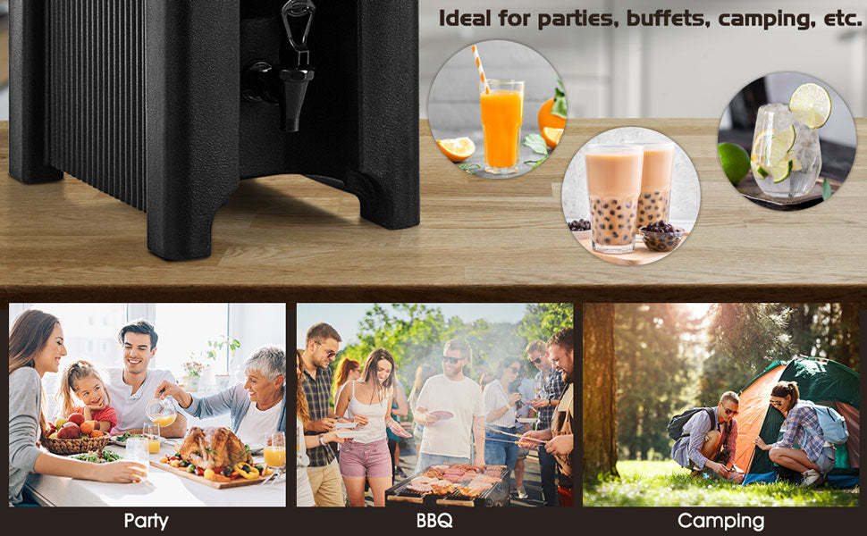 5 Gallon Insulated Beverage Dispenser/Server Food-grade Hot & Cold Drink Carrier with Handles & Spring Action Faucet