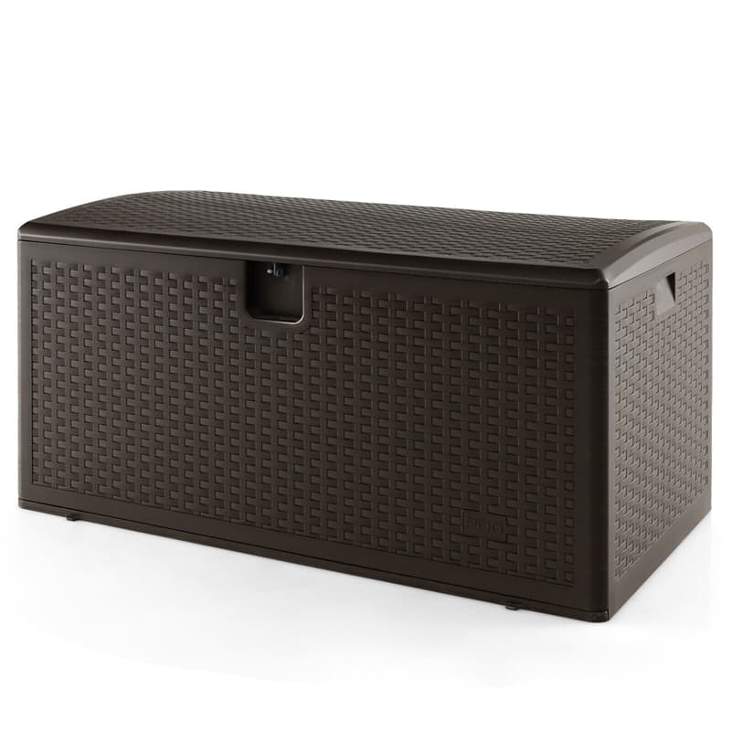 120 Gallon All-Weather HDPE Patio Deck Box with Lockable Lid & Gas Struts, Outdoor Storage Container for Cushions, Garden Tools, Pool Accessories
