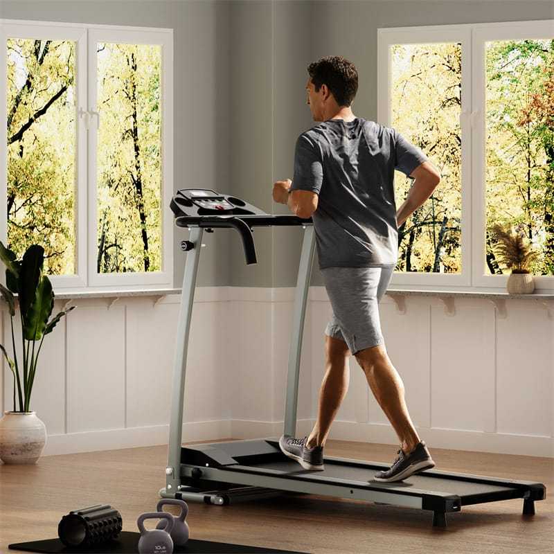 800W Folding Treadmill, Electric Motorized Running Machine with LED Display, 12 Preset Programs, Pulse Sensor & Built-in Wheels for Home Use
