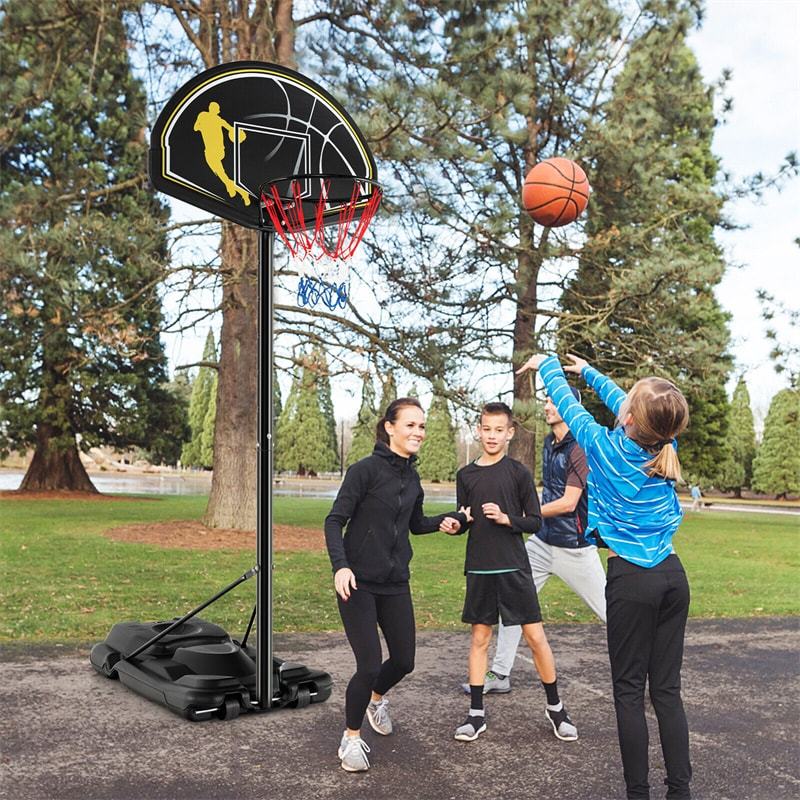 Portable Basketball Hoop 4.25-10FT Height Adjustable with 44" Shatterproof Backboard & Fillable Base, Indoor Outdoor Basketball Goal for Kids, Adults