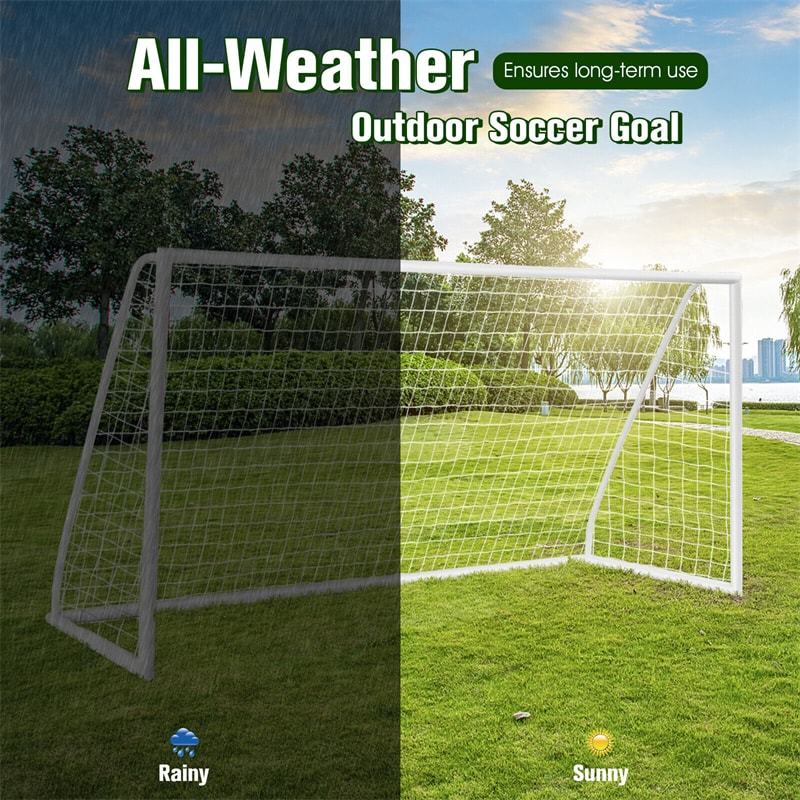 12 x 6FT All-Weather Soccer Goal Portable Soccer Net with Strong UPVC Frame for Kids Adults Backyard Soccer Practice Training