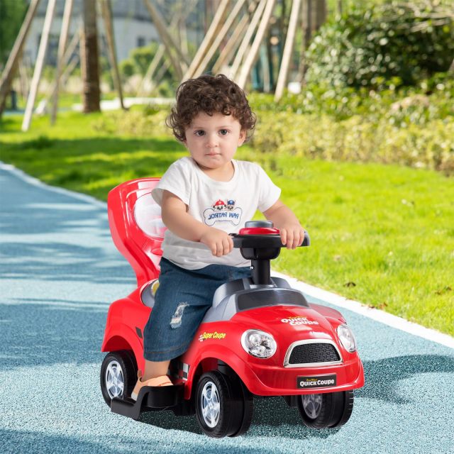 3-in-1 Ride on Push Car, Foot-to-Floor Toddler Walking Car w/Detachable Guardrails & Handle, Sliding Car for 2-6 Years