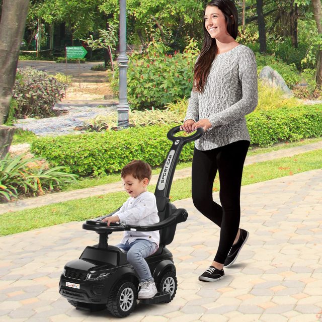 3 in 1 Kids Ride On Push Car, Stroller Sliding Walking Car with Horn, Music, Light, Under Seat Storage, Push Handle