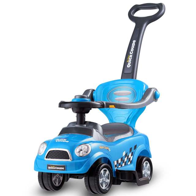 3-in-1 Ride on Push Car, Foot-to-Floor Toddler Walking Car w/Detachable Guardrails & Handle, Sliding Car for 2-6 Years