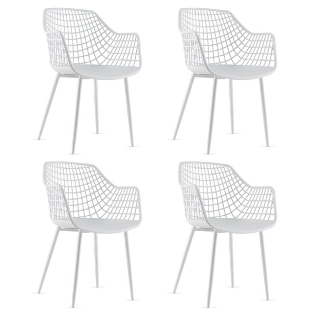 KOMFOTT Modern Dining Chairs Set of 4 - Arm Chair with 15" High Backrest, Powder-Coated Metal Legs, Anti-Slip Foot Pads
