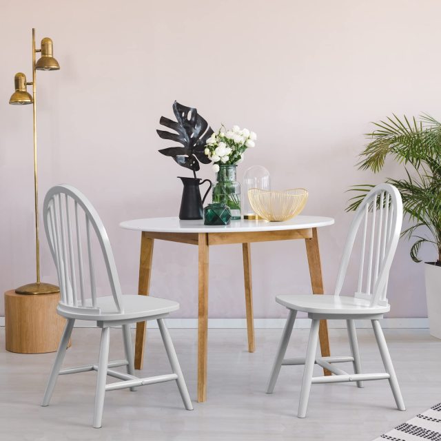 KOMFOTT Set of 2 Windsor Chairs, Wood Dining Chairs