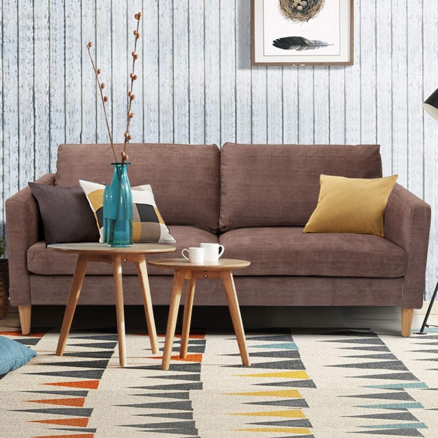 KOMFOTT Modern Upholstered Fabric Accent Futon Sofa Bed w/Wood Leg and Armrest