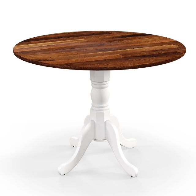 KOMFOTT Wood Round Dining Table for 4 People with Round Tabletop & Curved Trestle Legs