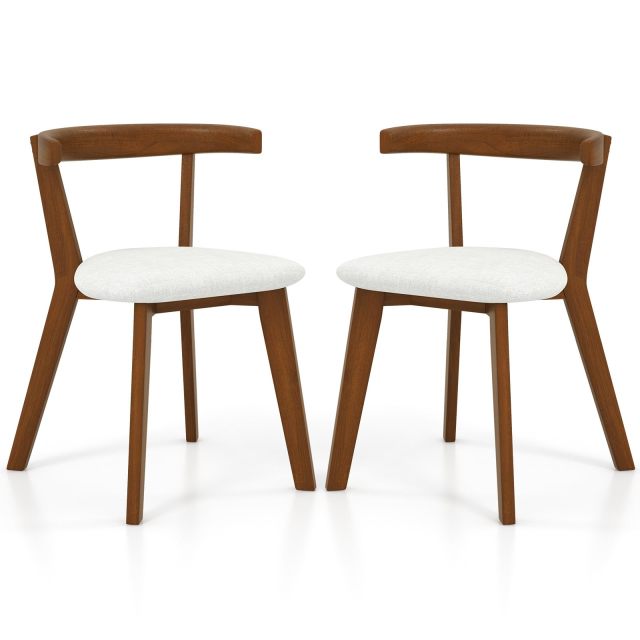 KOMFOTT Wooden Dining Chairs Set of 2/4, Farmhouse Hanging Kitchen Chairs w/Rubber Wood Frame, Padded Seat, Curve Back