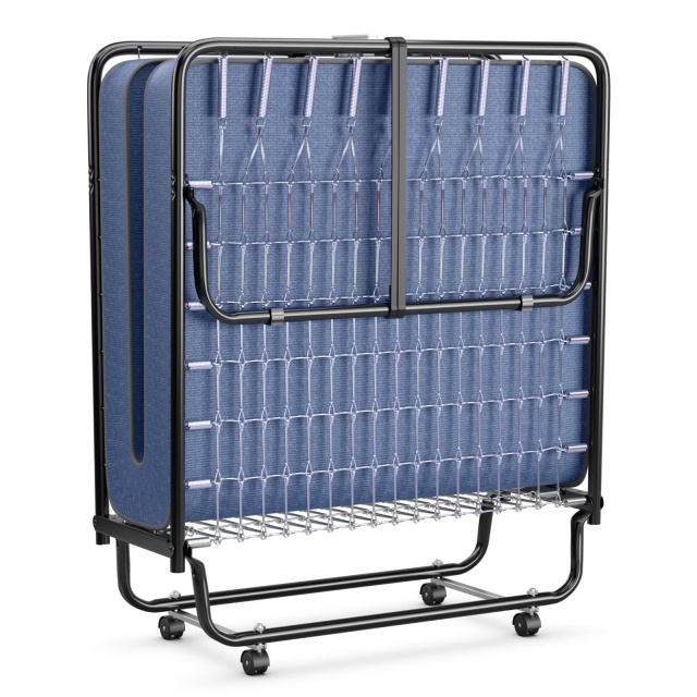 KOMFOTT Folding Guest Bed with Mattress, Twin Size Portable Rollaway Bed 5-Inch Memory Foam Mattress