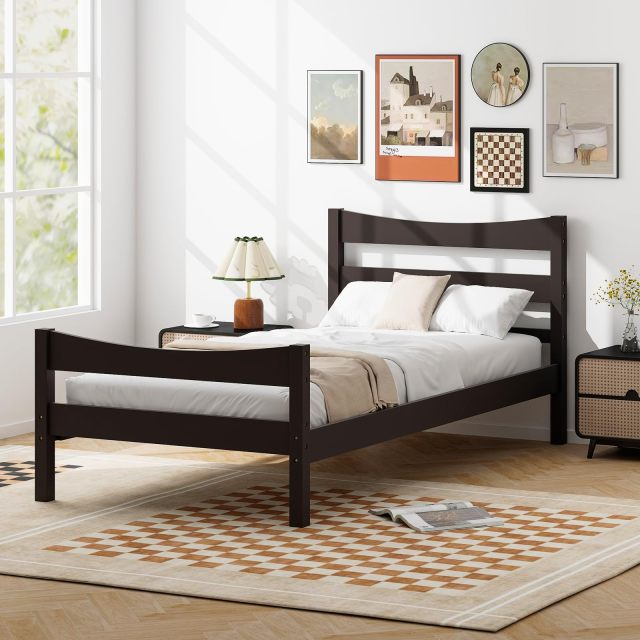 KOMFOTT Wood Twin Bed Frames with Headboard