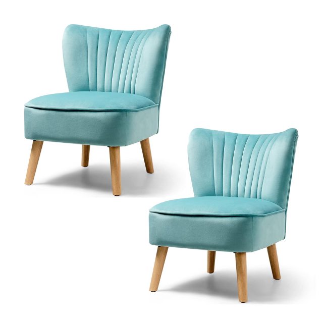 KOMFOTT Upholstered Armless Accent Chair w/Rubber Wood Legs & Thick Sponge Seat