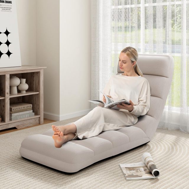 KOMFOTT Floor Chairs for Adults, Adjustable 5-Position Floor Lounger with Thick Padded & Pillow