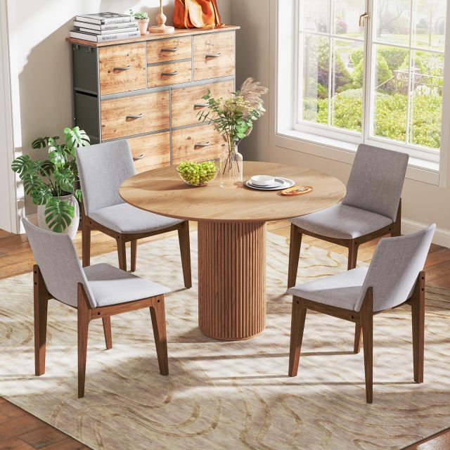 KOMFOTT Upholstered Dining Chairs Set of 2/4 with Rubber Wood Frame, Padded Cushions, High Curved Back