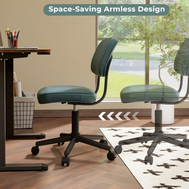 KOMFOTT Leather Height Adjustable Office Chair, Retro Swivel Rolling Task Chair