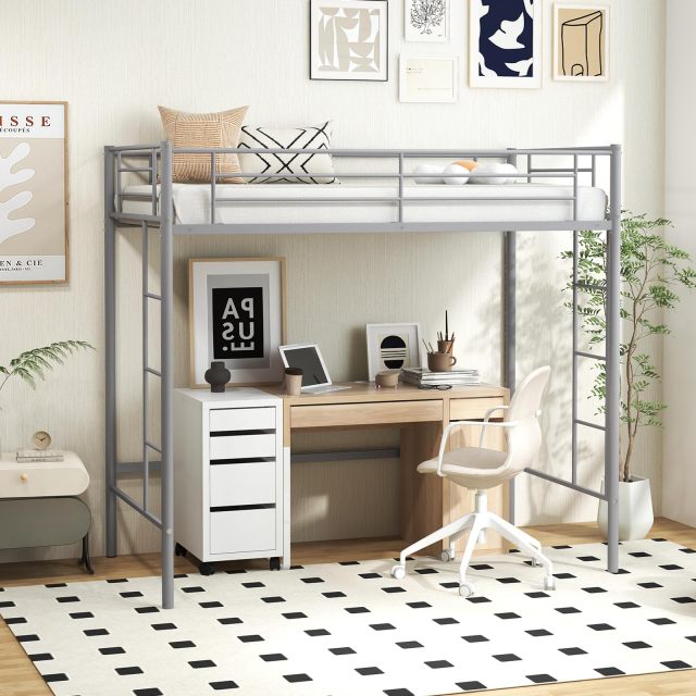 KOMFOTT Metal Loft Bed Frame Twin Size