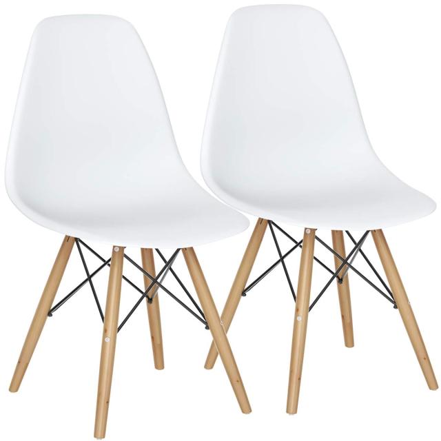 KOMFOTT Mid Century Modern Plastic Dining Chairs Set of 2 with Wood Legs