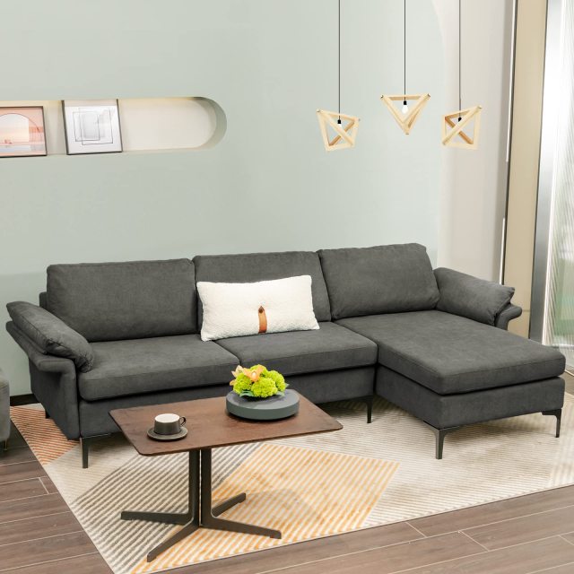 KOMFOTT 100.5 Inch Convertible L-Shaped Sectional Sofa Couch, 3-Seat Sofa with Reversible Chaise Lounge