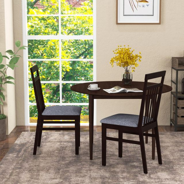 KOMFOTT Armless Wood Dining Chairs Set of 2/4 with Cushion Seat,  Solid Rubber Wood Frame