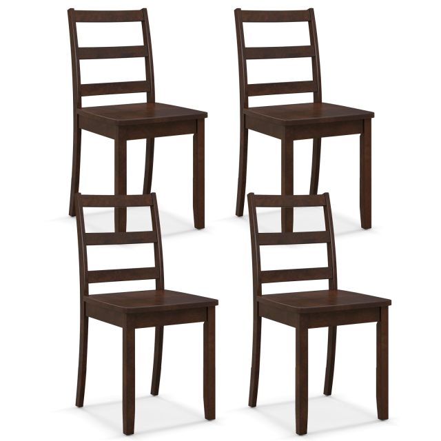 KOMFOTT Wood Dining Chairs Set of 2/4 with Solid Rubber Wood Legs, Non-Slip Foot Pads