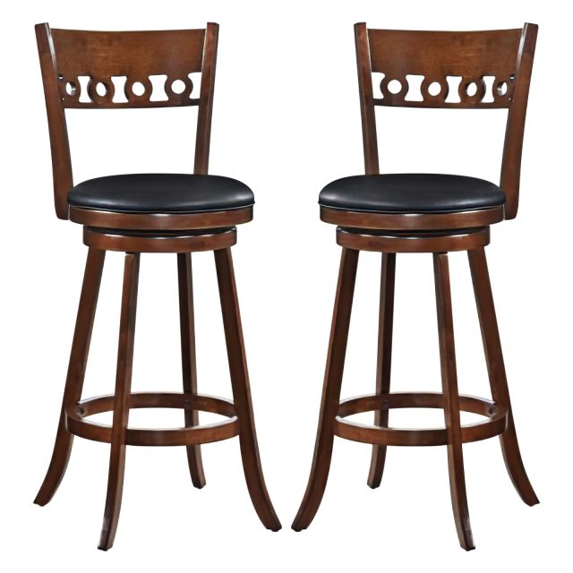 KOMFOTT Swivel Bar Stools Set of 2/4, Bar Chairs with Back, Rubber Wood Frame