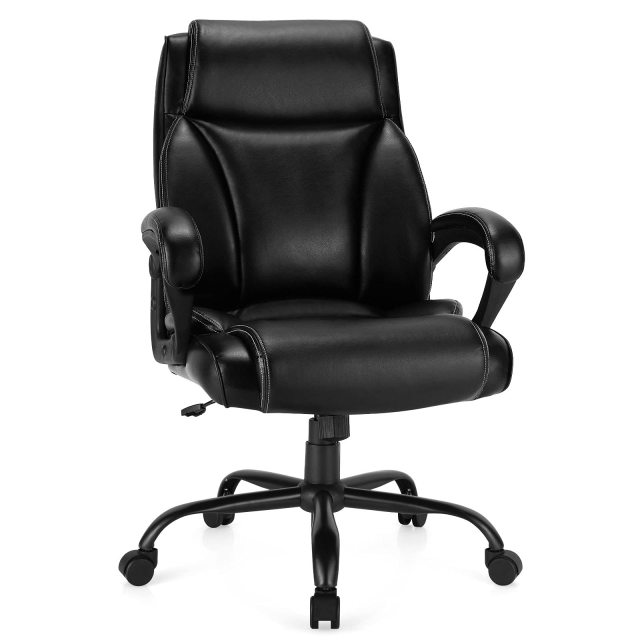KOMFOTT Big and Tall Leather Adjustable Swivel Executive Office Chair with Armrest and Lumbar Support