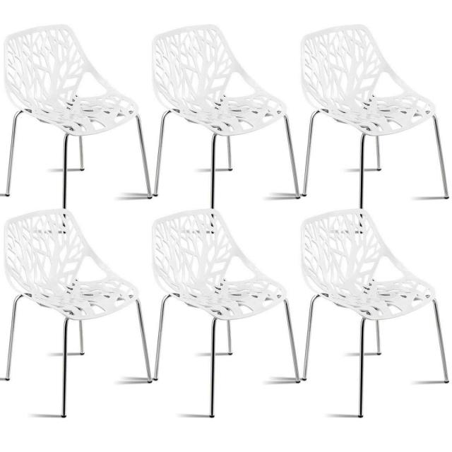 KOMFOTT Set of 6 Modern Stackable Dining Chairs with Plastic Feet Pads