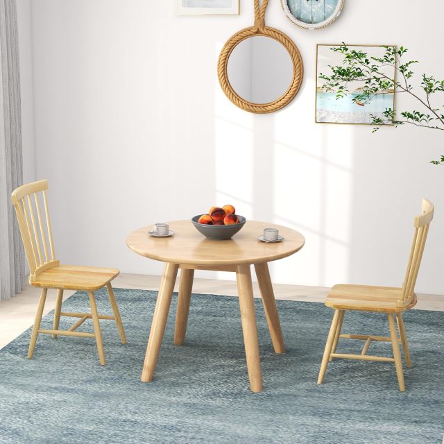 KOMFOTT Wood Dining Chairs Set of 2/4, Solid Wood Windsor Dining Chair with Wide Seat