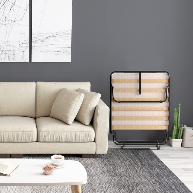 KOMFOTT Portable Rollaway Bed with 4" Memory Foam Mattress for Adults and Guests