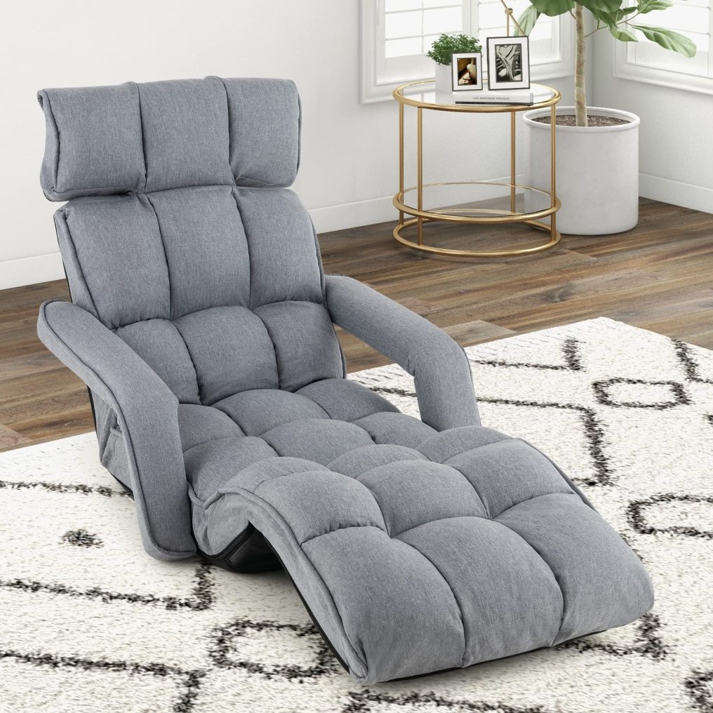 KOMFOTT Foldable Lazy Sofa, Indoor Chaise Lounger Sofa with 6 Adjustable Positions