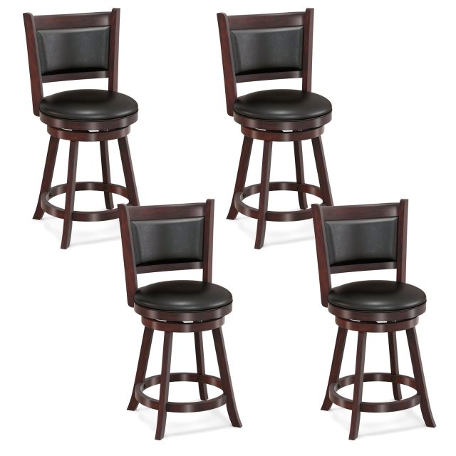 KOMFOTT Bar Stools Set of 2/4 360 Degree Swivel, Accent Wooden Swivel Seat Counter Height Bar Stool