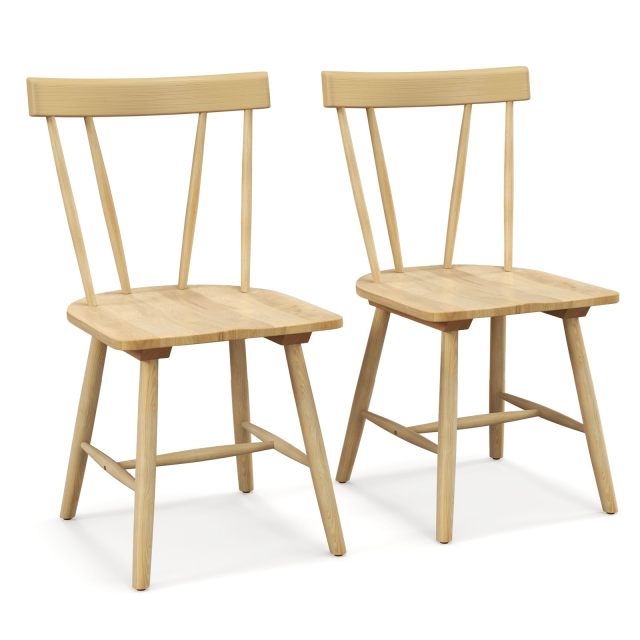 KOMFOTT Set of 2/4 Windsor Chairs, Rubber Wood Dining Chairs with Spindle Back