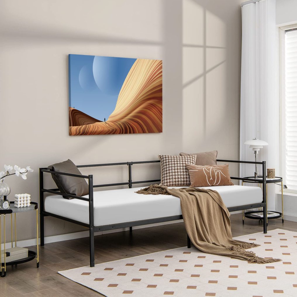 KOMFOTT Metal Twin Daybed with Heavy Duty Slat Support, Space Saving Sofa Bed