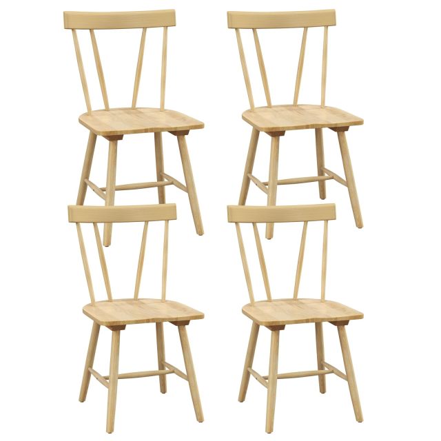 KOMFOTT Set of 2/4 Windsor Chairs, Rubber Wood Dining Chairs with Spindle Back