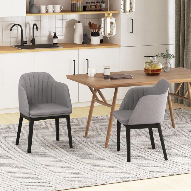 KOMFOTT Modern Dining Chairs Set of 2/4, Upholstered Velvet Accent Chairs w/Curved Backrests & Rubber Wood Legs