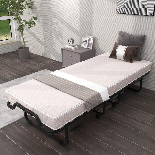 KOMFOTT Twin Size Folding Rollaway Bed with Mattress for Adults