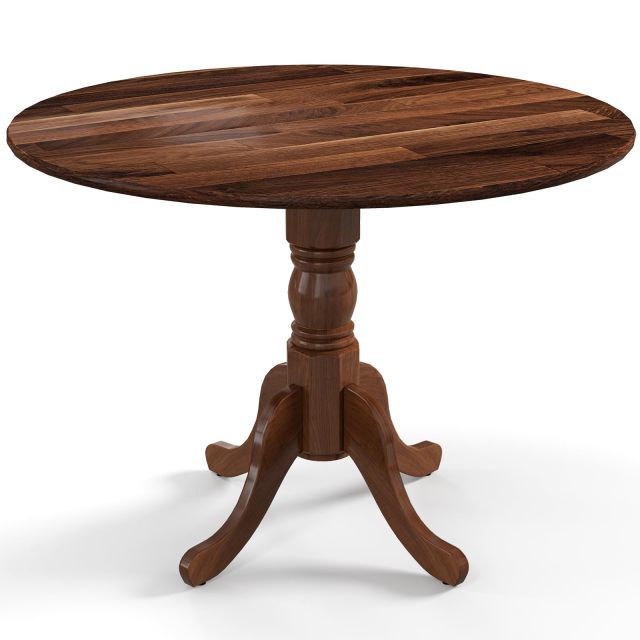 KOMFOTT Wood Round Dining Table for 4 People with Round Tabletop & Curved Trestle Legs