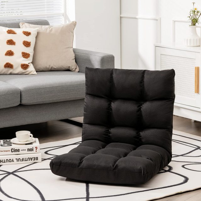 KOMFOTT Folding Gaming Floor Chair,Adjustable 14-Position Floor Sofa with Back Support