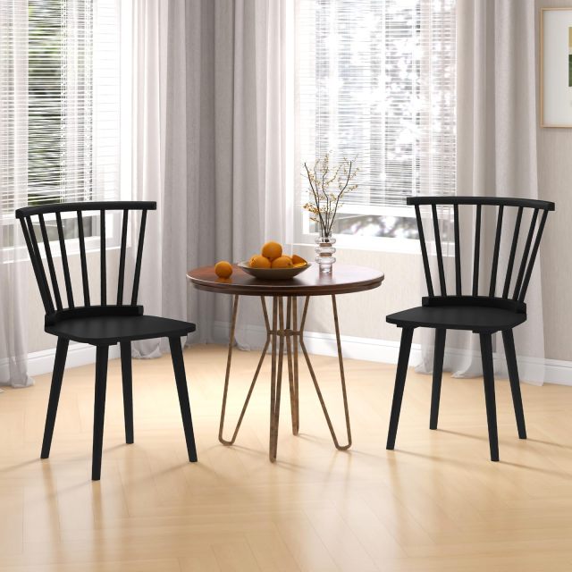 KOMFOTT Wood Dining Chairs Set of 2/4, Windsor Dining Chairs with High Spindle Back