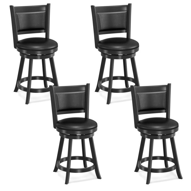 KOMFOTT Bar Stools Set of 2/4 360 Degree Swivel, Accent Wooden Swivel Seat Counter Height Bar Stool