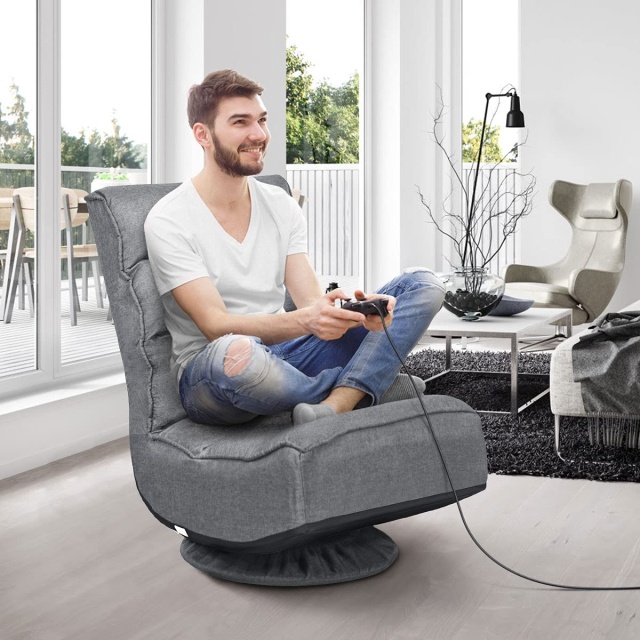 KOMFOTT 360 Degree Swivel Gaming Chair, 6 Position Adjustable Folding Floor Chair