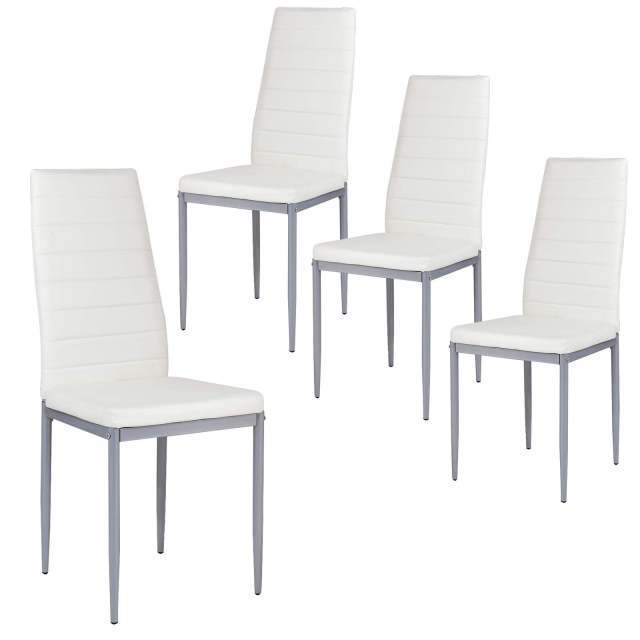 KOMFOTT PU Leather Dining Chairs Set of 4, Upholstered Side Chairs w/Ergonomic High Backrest & Steel Frame