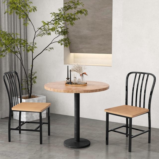 KOMFOTT Dining Chairs Set of 2/4 with Slat Back, Solid Metal Frame