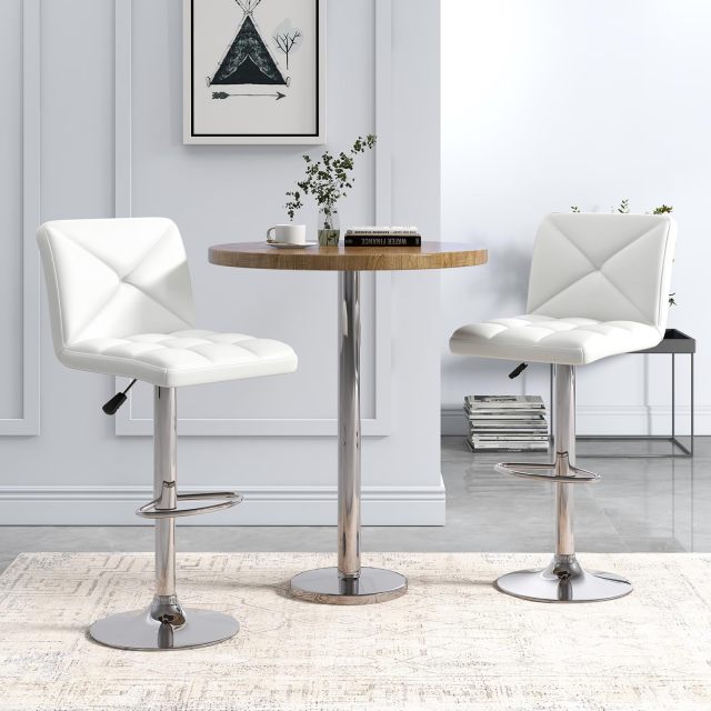 KOMFOTT Bar Stools Set of 2/4, Modern PU Leather Swivel Counter Height Bar Stools with Back, Heavy-Duty Metal Base & Footrest