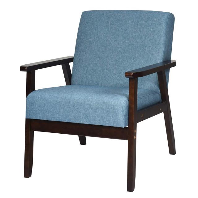 KOMFOTT Solid Hardwood Made Mid-Century Modern Accent Chair | Retro Fabric Armchair