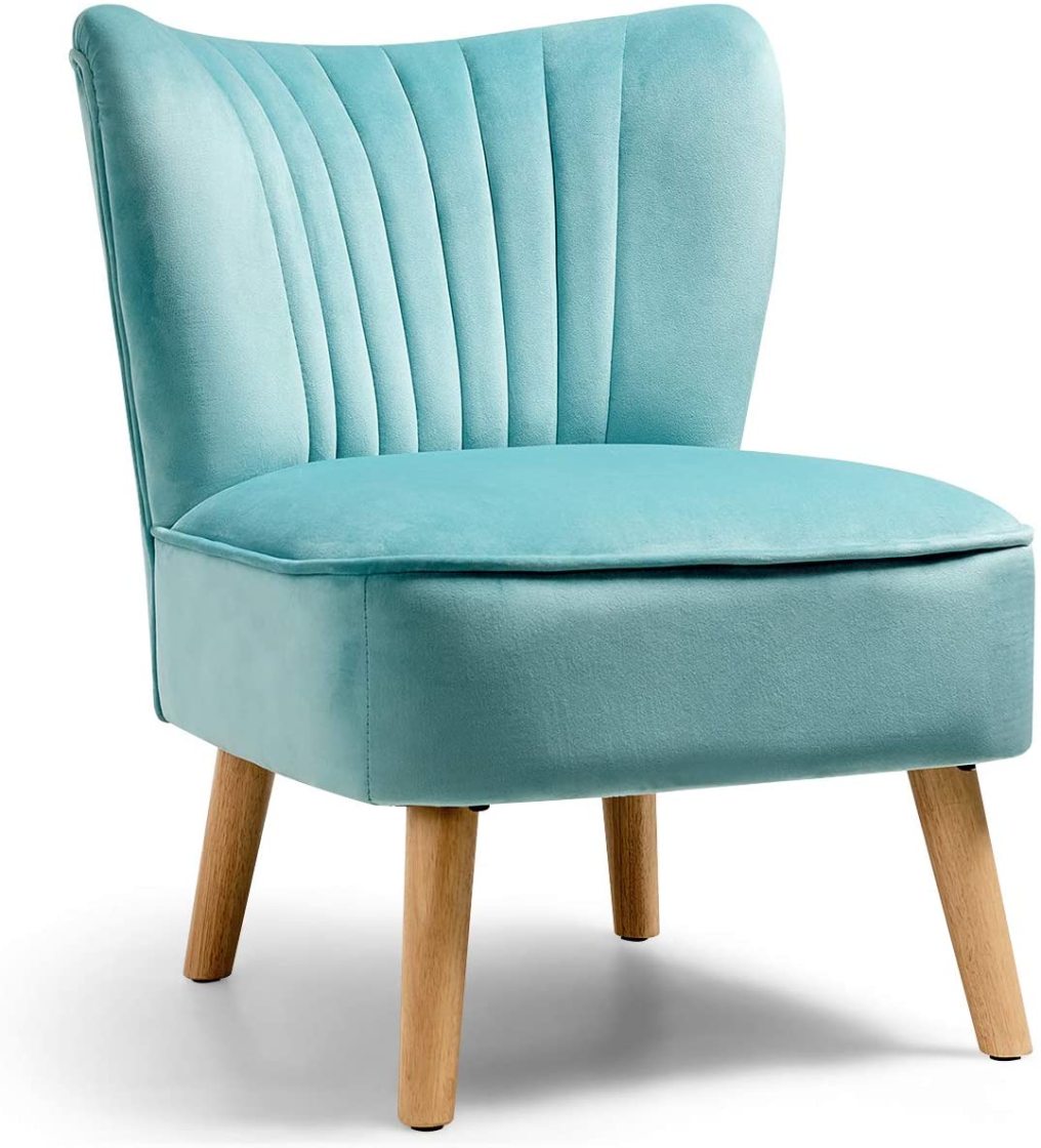 KOMFOTT Velvet Accent Chair, Upholstered Modern Sofa Chair with Wood Legs & Thickly Padded