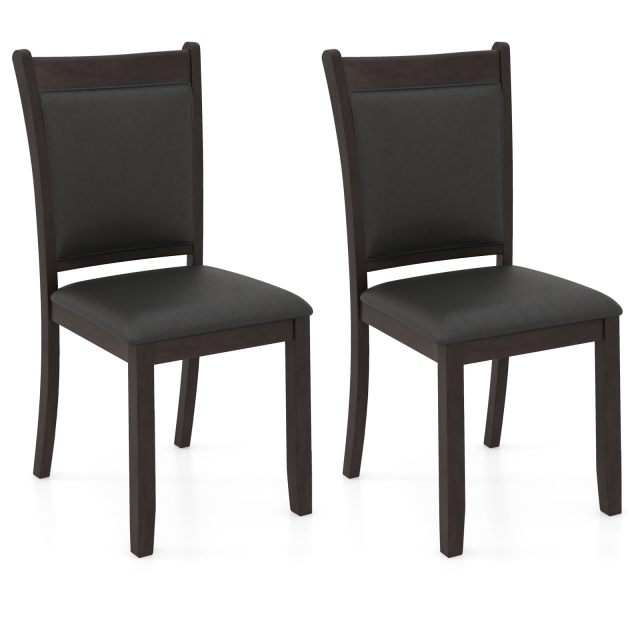 KOMFOTT Wooden Dining Chairs Set of 2/4, Modern Armless Kitchen Chairs w/Padded Backrest & Seat, Rubber Wood Frame